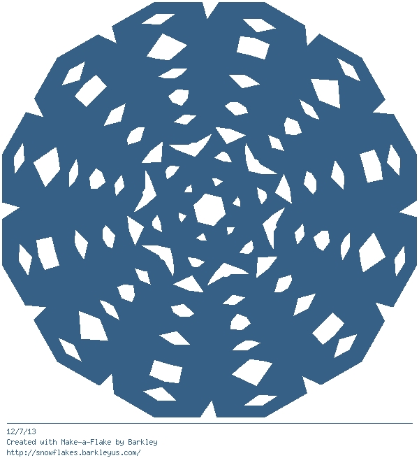 A virtual snowflake -- You can make your own by visiting the website mentioned at the bottom of the flake.